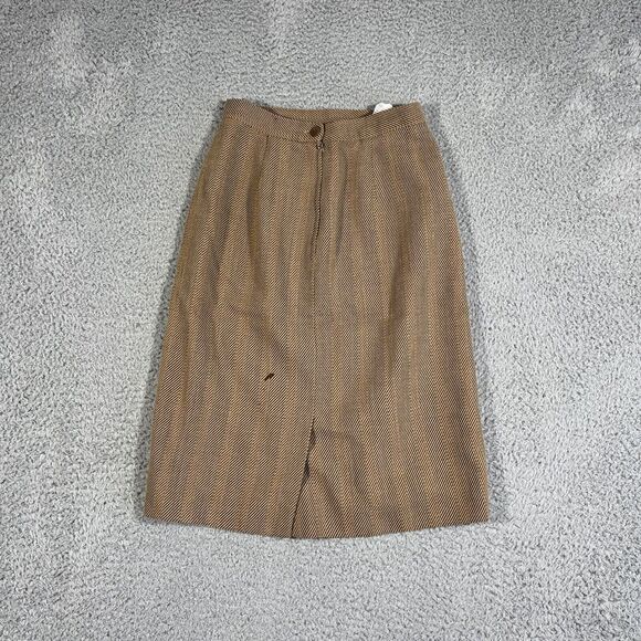 Vintage Giorgio Armani Le Collezioni Pencil Blended Wool Skirt Size 4/38 Brown - Picture 1 of 7